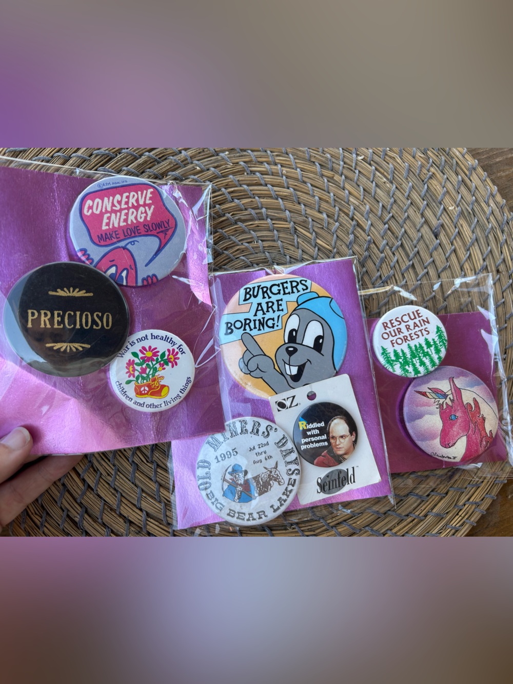Assorted vintage pinback buttons